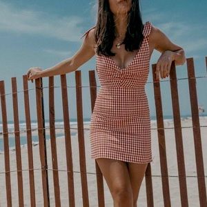 Privacy Please Cameron Mini Dress in Red Shoulder Ties V Neck Sleeveless Medium